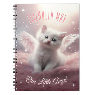 Personalised Pink Kitten with Angel Wings Notebook