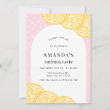Personalised Pink Lemonade Birthday Invitation