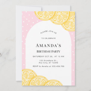 Personalised Pink Lemonade Birthday Invitation