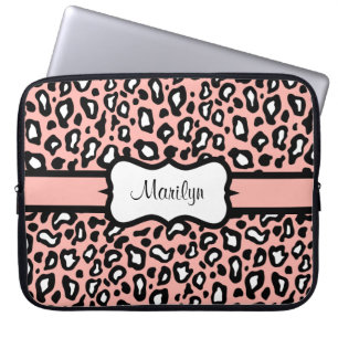 Personalised Pink Leopard Laptop Sleeve Case Gift