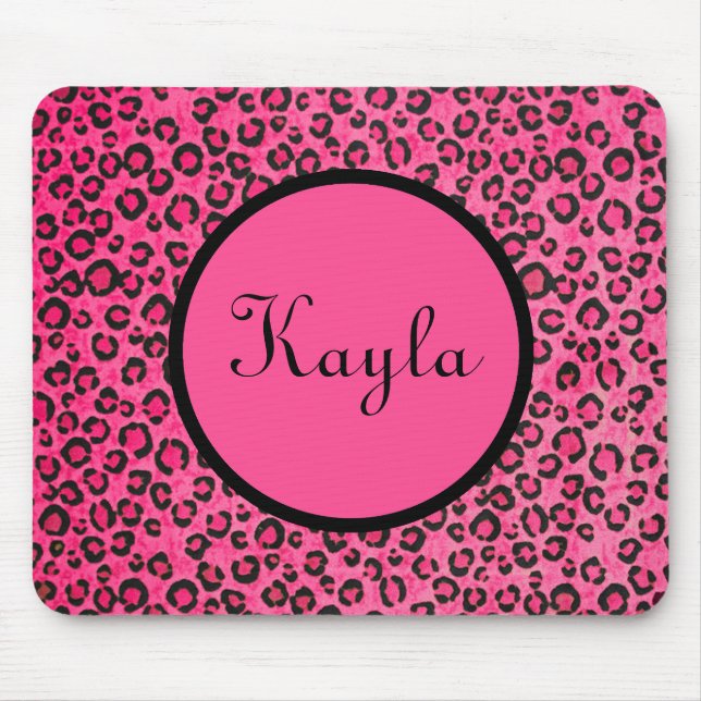 Personalised Pink Leopard Mousepad (Front)