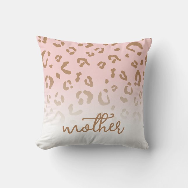 Personalised Pink Leopard Pattern Script Mother Cushion (Front)