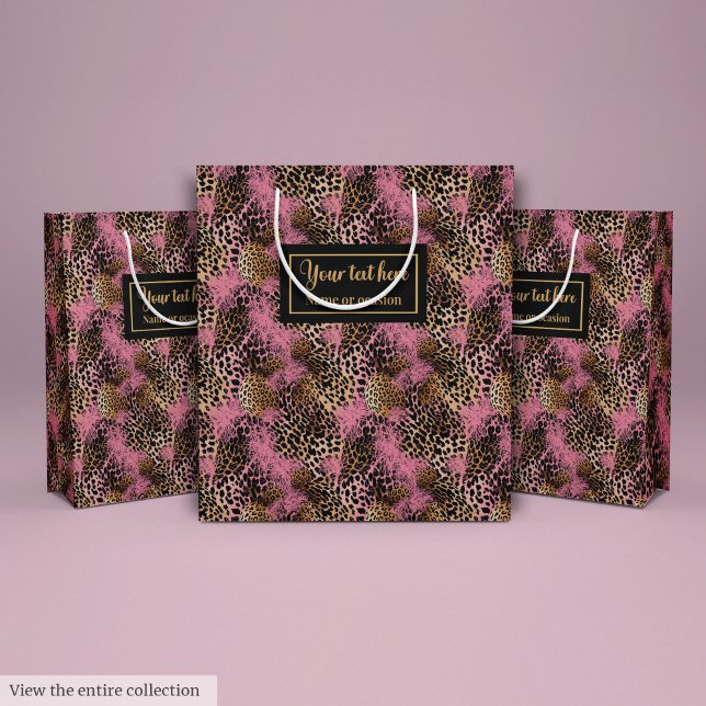 Personalised pink leopard skin luxury gift wrap medium gift bag (Personalized pink leopard skin luxury gift wrap Medium Gift Bag)