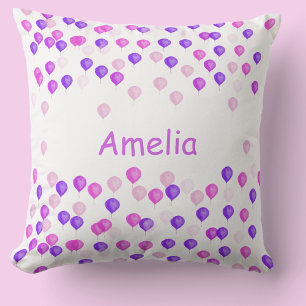 Personalised Pink & Lilac Balloon Cushion