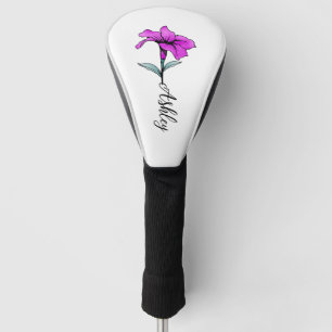 Personalised Pink Lily Flower Golf Head Cover