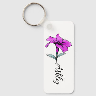 Personalised Pink Lily Flower Key Ring