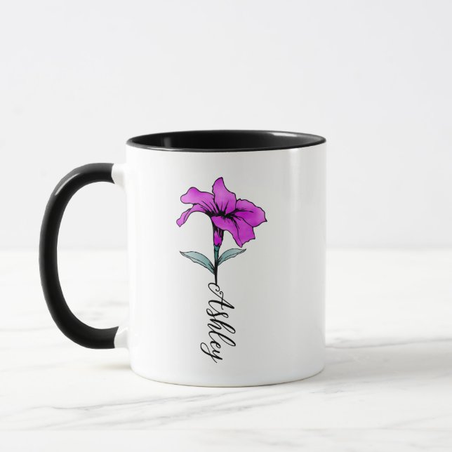 Personalised Pink Lily Flower Mug (Left)