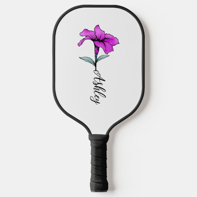 Personalised Pink Lily Flower Pickleball Paddle (Front)