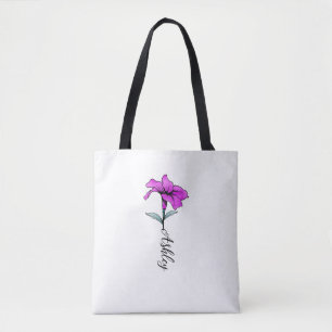 Personalised Pink Lily Flower Tote Bag