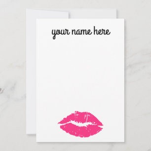 Personalised Pink Lips Notecards