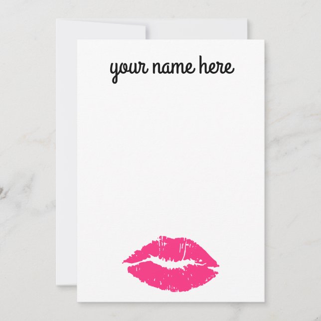 Personalised Pink Lips Notecards (Front)