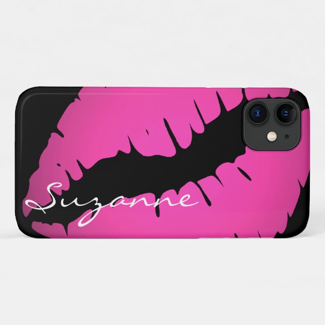 Personalised Pink Lips Print Case-Mate iPhone Case (Back (Horizontal))