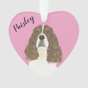 Personalised Pink Liver White English Springer Ornament