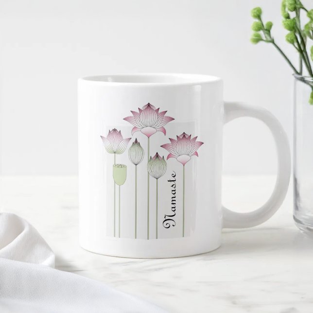 Personalised Pink Lotus Flower Large Coffee Mug (Creator Uploaded)