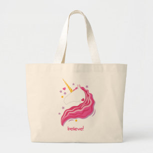 Personalised Pink Magical Unicorn Large Tote Bag