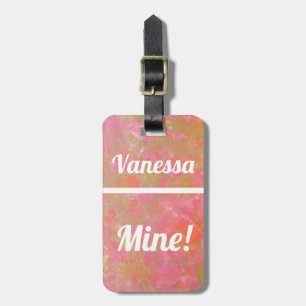 Personalised Pink Marble   Funny Luggage Tag