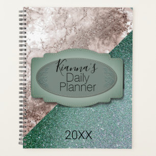 Personalised Pink Marble Minty Green  Planner