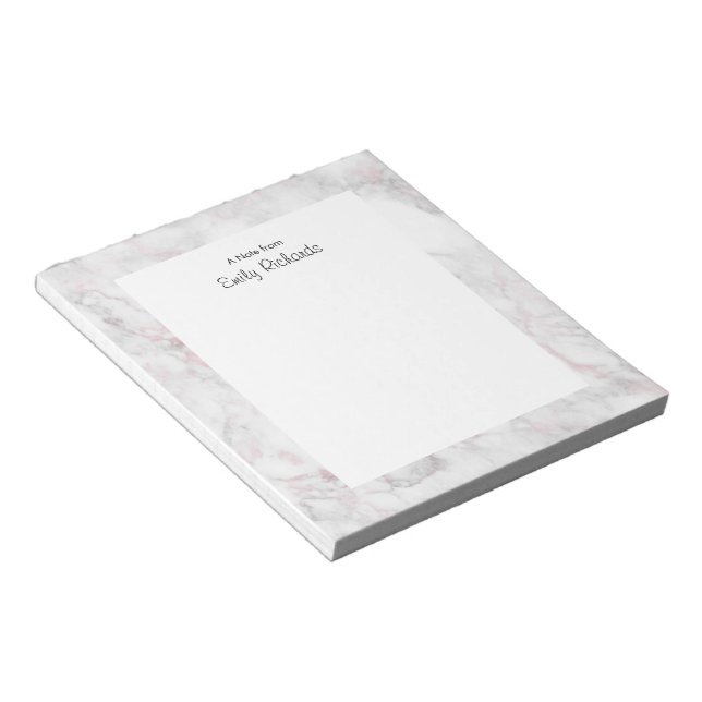 Personalised pink marble Notepad (Angled)