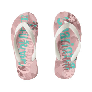 Personalised Pink & Maroon Shock Wave Camouflage Kid's Thongs