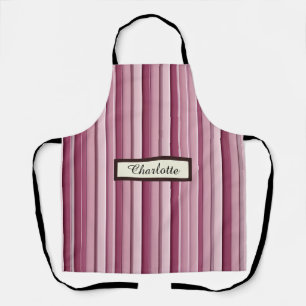 Personalised Pink Mauve Stripes All Over Print Apron