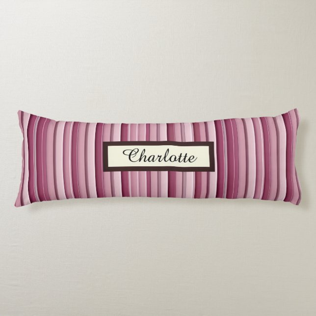 Personalised Pink Mauve Stripes Body Pillow (Front)