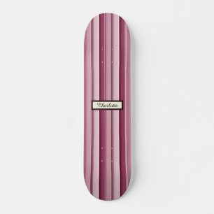 Personalised Pink Mauve Stripes Skateboard