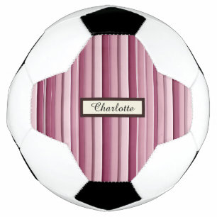 Personalised Pink Mauve Stripes Soccer Ball