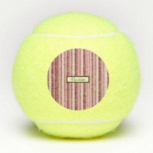 Personalised Pink Mauve Stripes Tennis Balls