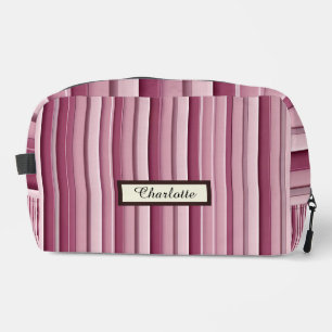 Personalised Pink Mauve Vertical Stripes Dopp Kit