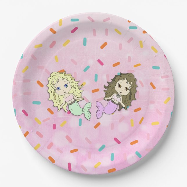 Personalised Pink Mermaid Birthday Plates (Front)