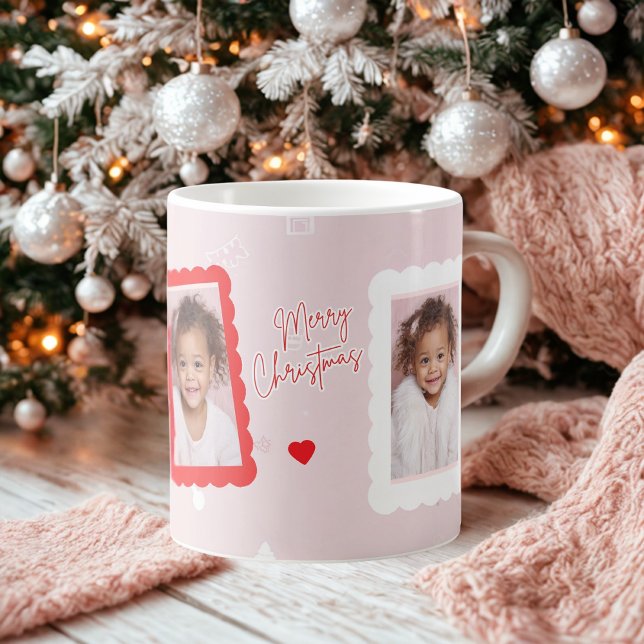Personalised Pink Merry Christmas Photo | Fa La La Coffee Mug (Creator Uploaded)