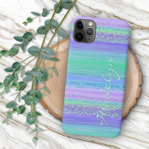 Personalised Pink Mint Green Blue Purple Stripe iPhone 16 Pro Max Case