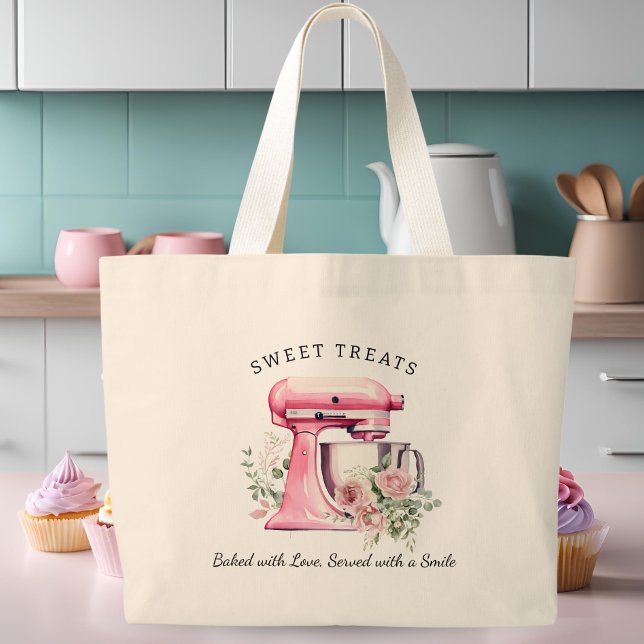 Personalised Pink Mixer Bakery Large Tote Bag (Creator Uploaded)