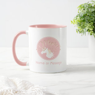 Personalised Pink Modern Magical Unicorn Kids Mug