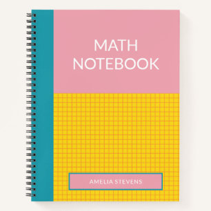 Personalised Pink Modern School Math Graph Paper Notebook