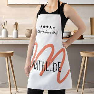 Personalised Pink Modern Script Monogram Apron