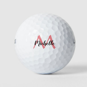 Personalised Pink Monogram Add Name Golf Balls