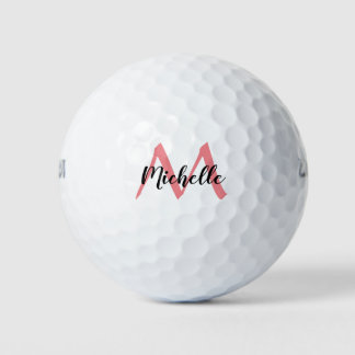Personalised Pink Monogram Add Name Golf Balls