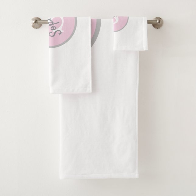 Personalised Pink Monogram Bathroom Towel Set (Insitu)
