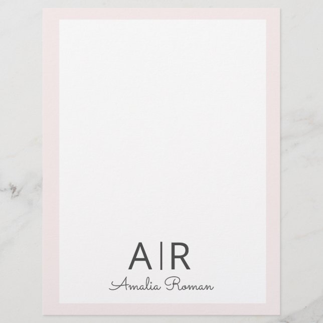 Personalised Pink Monogram Custom Letterhead (Front)