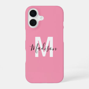 Personalised Pink Monogram iPhone 16 Case