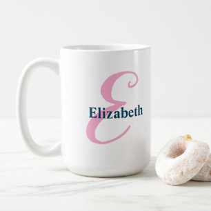 Personalised Pink Monogram Letter E Custom Name Coffee Mug