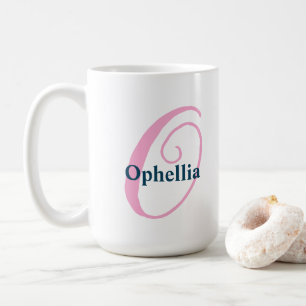 Personalised Pink Monogram Letter O Custom Name Coffee Mug