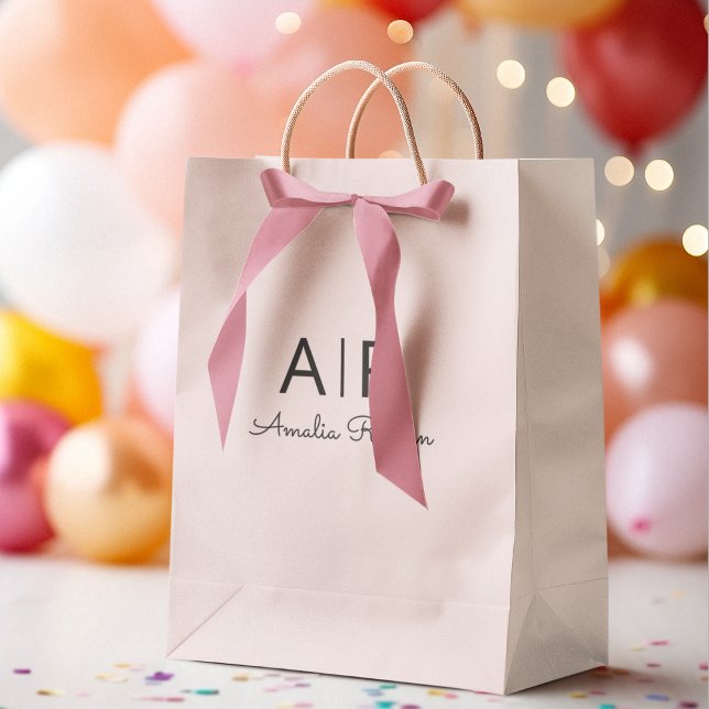 Personalised Pink Monogram Medium Gift Bag (Creator Uploaded)
