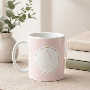 Personalised Pink Monogram Name Elegant  Coffee Mug