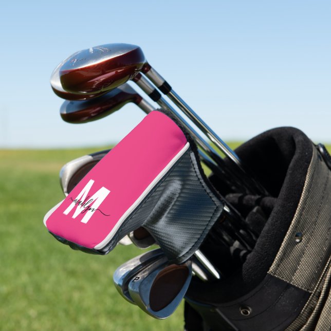Personalised Pink Monogram Name Golf Head Cover (In Situ)