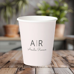 Personalised Pink Monogram Paper Cups