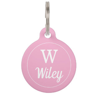 Personalised Pink Monogram Pet Name Tag