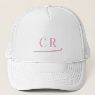 Personalised Pink Monogrammed Initials Minimalist  Trucker Hat