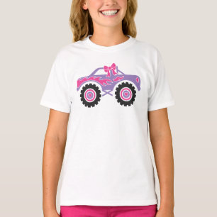 Personalised Pink Monster Truck Shirt For Girls